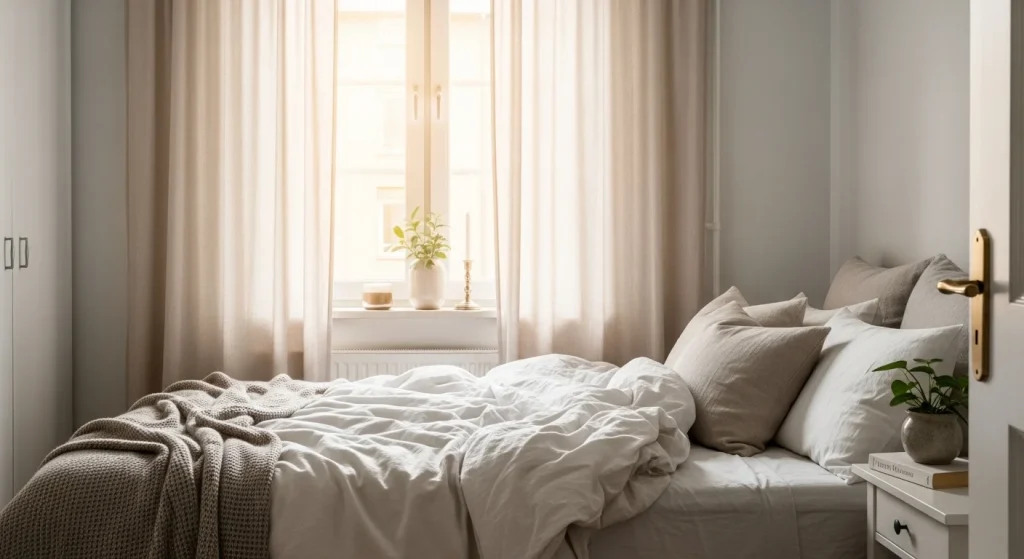 minimal sheer curtain bedroom window decor ideas
