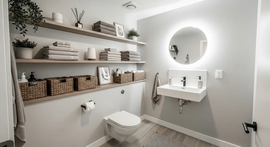 over the toilet small apartment bathroom storage ideas