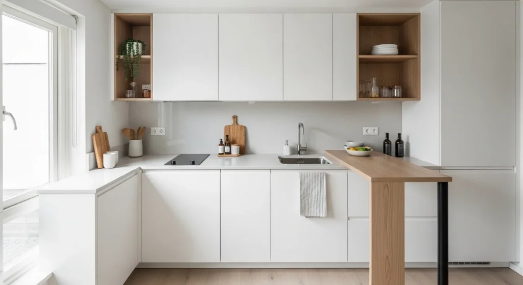 neutral small apartment kitchen decor ideas