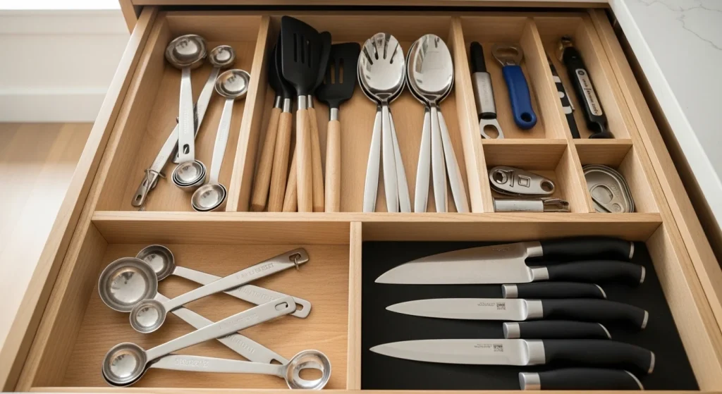 drawer dividers small apartment kitchen organization ideas