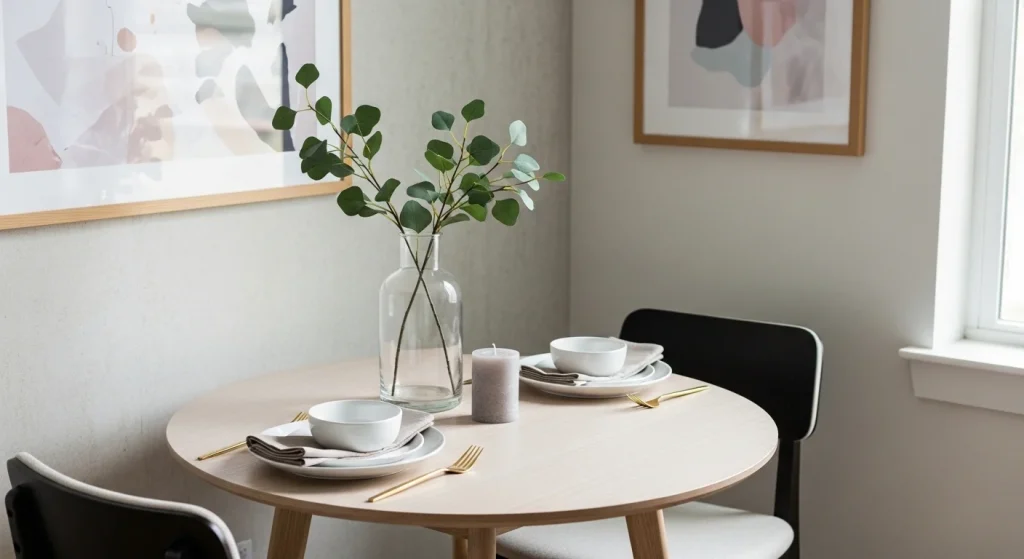 minimal centerpiece small apartment dining table decor ideas