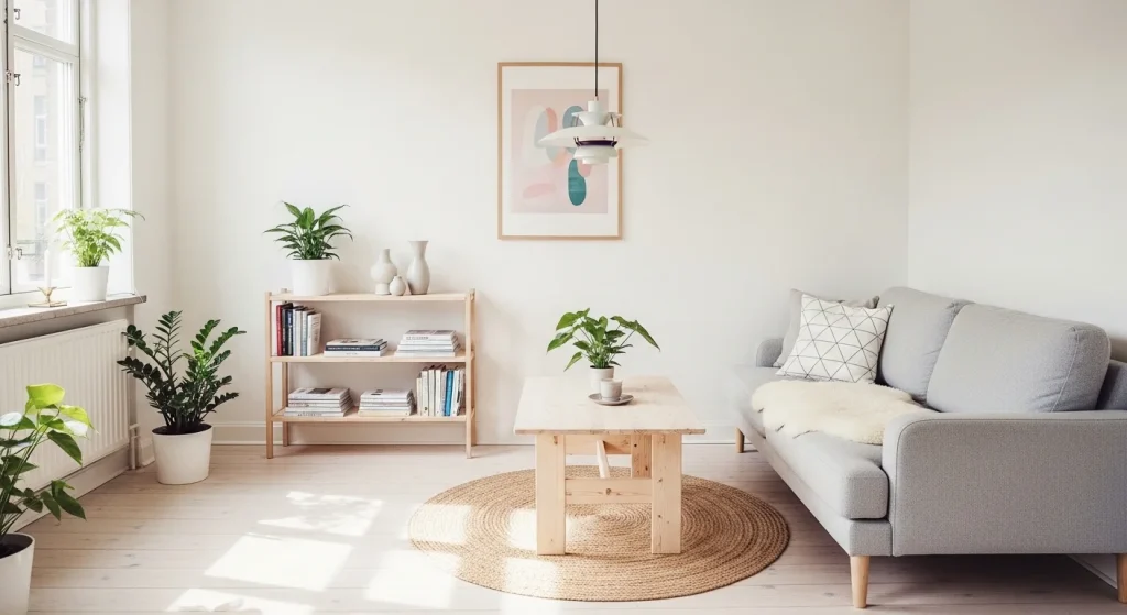 white and wood scandinavian small apartment decor ideas