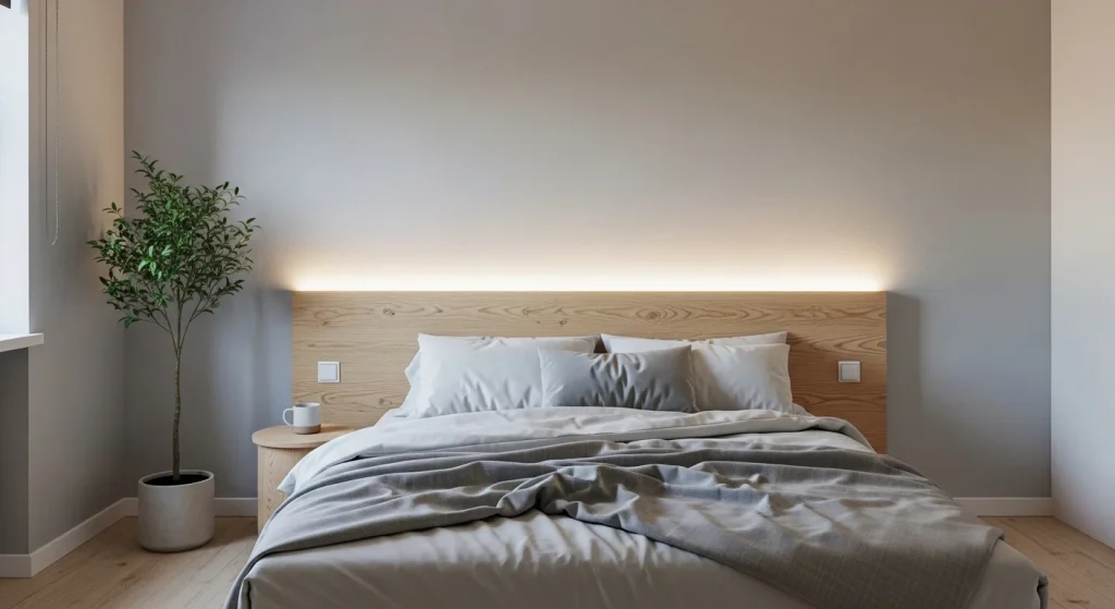 soft LED lighting in minimalist bedroom