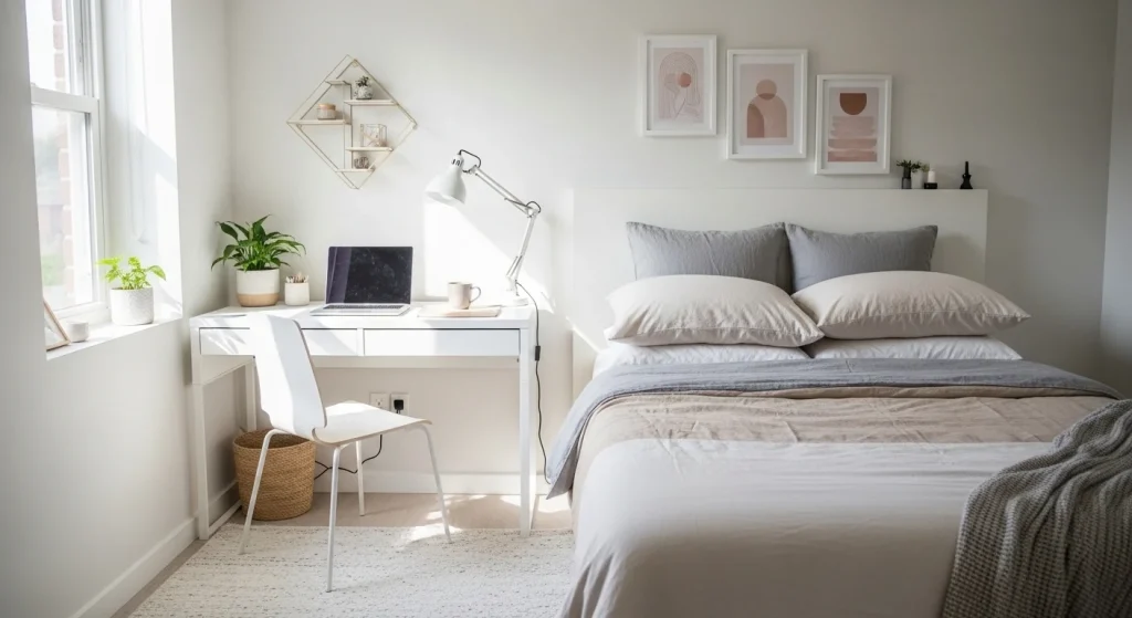  minimal white small bedroom desk ideas
