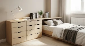 dual purpose desk dresser small apartment bedroom
