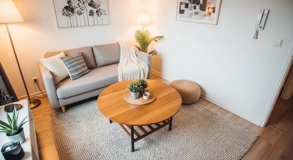 round coffee table small apartment living room ideas