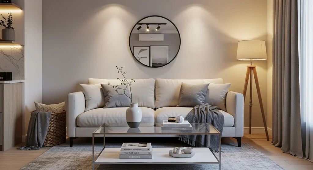 glass coffee table small apartment living room decor ideas
