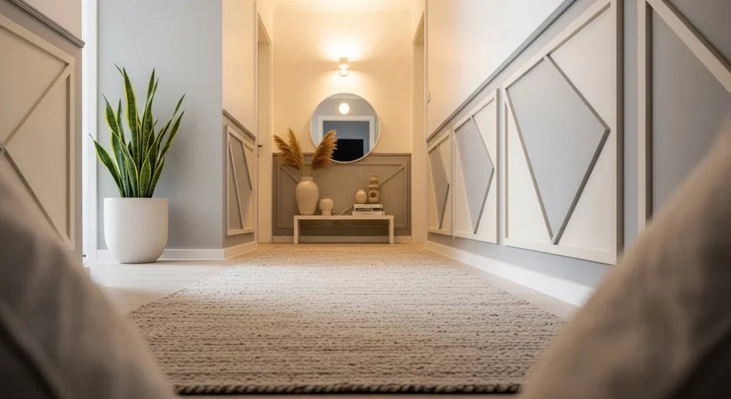 wall panels small apartment hallway decor ideas
