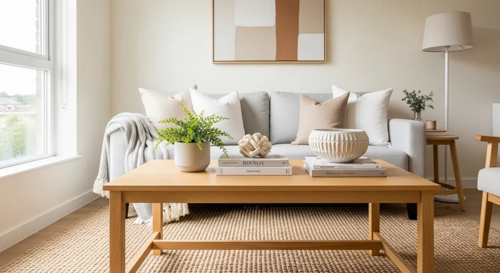 light wood furniture modern small apartment living room ideas