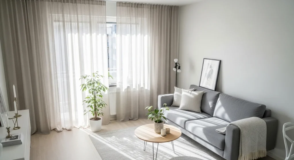 light curtains minimalist small apartment decor ideas