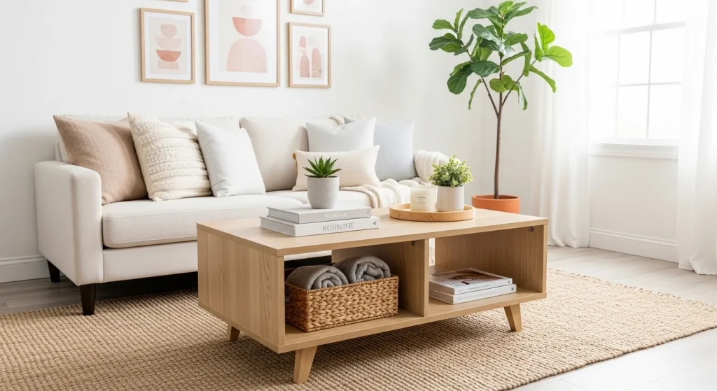shelf storage coffee table small apartment coffee table ideas