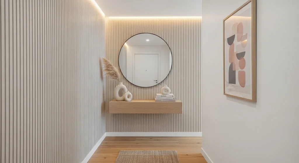 hallway vertical panel small apartment wall panel ideas