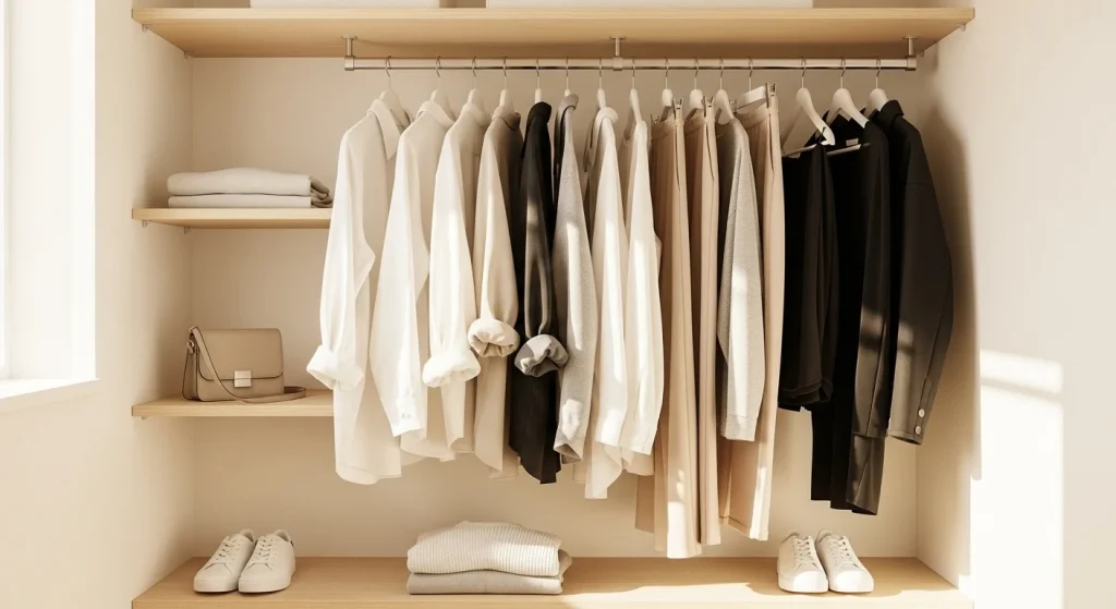 capsule small bedroom wardrobe organization
