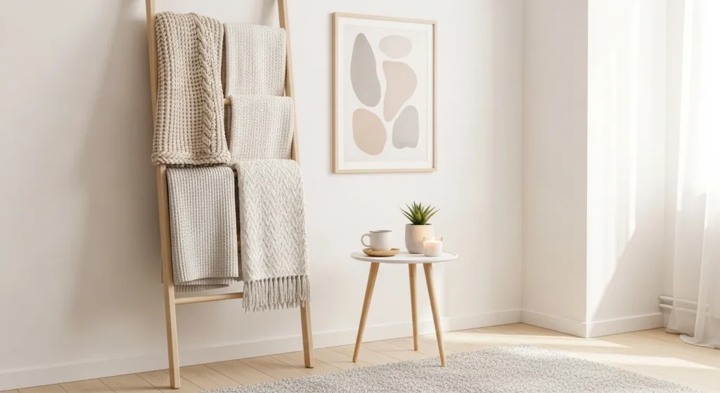 woven blanket ladder decor ideas