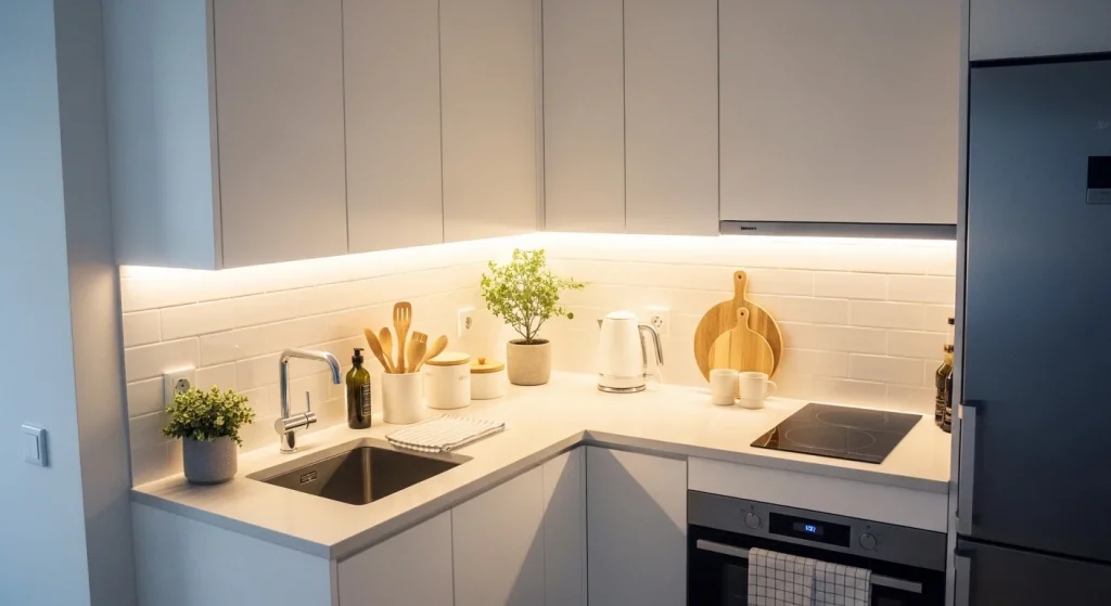 under cabinet lighting small apartment kitchen ideas