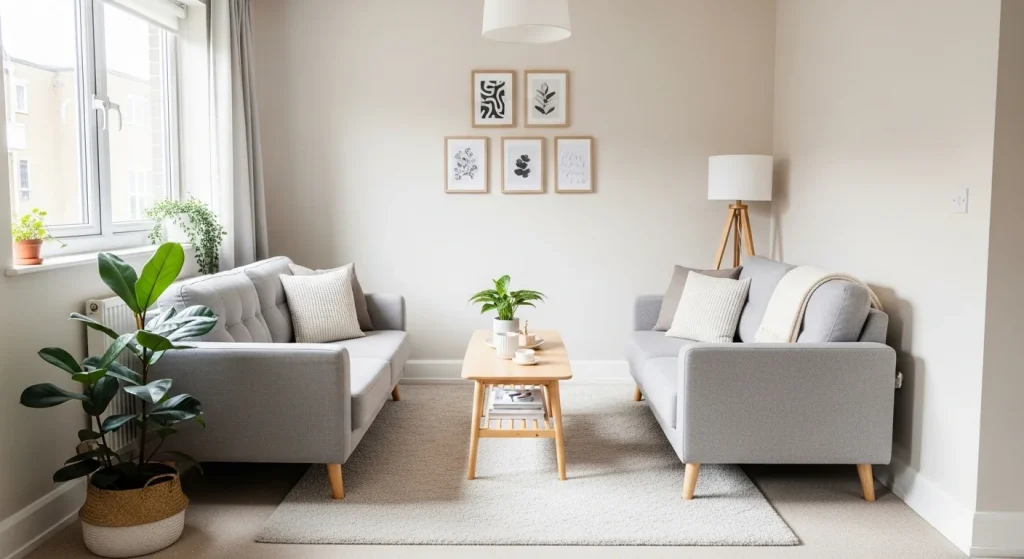 dual sofa small apartment living room layout ideas
