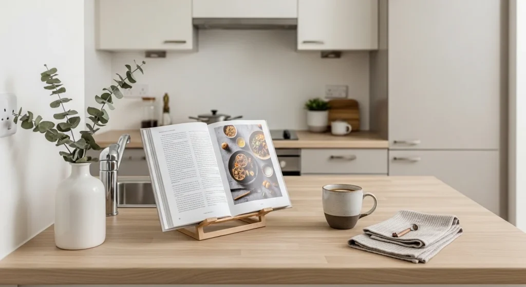 cookbook stand small apartment kitchen counter decor ideas