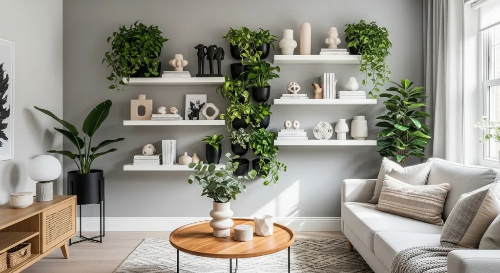 wall plant decor small apartment living room wall decor ideas