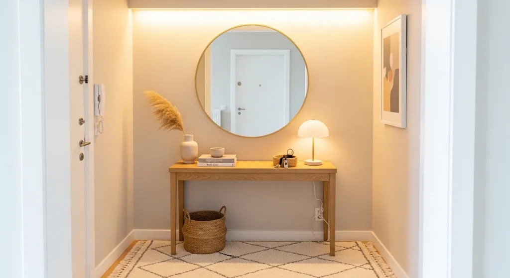 round mirror small apartment entryway ideas