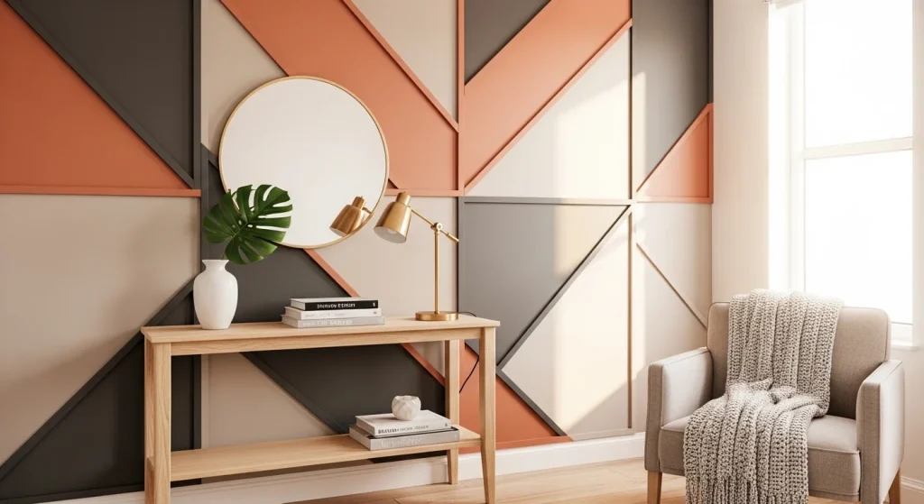 geometric wall panel small apartment wall panel ideas