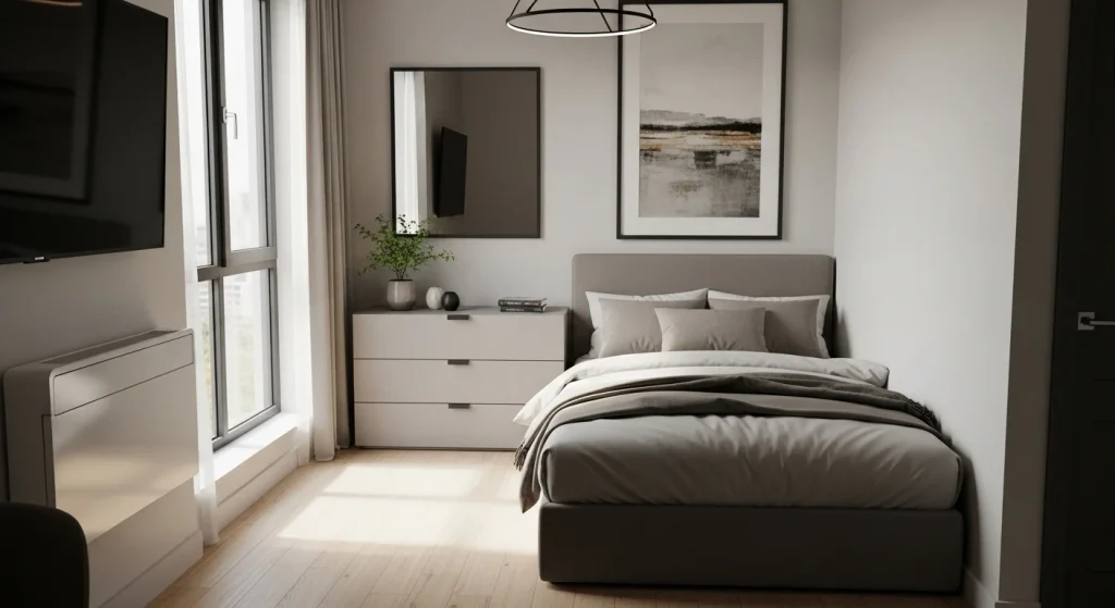 compact studio small apartment bedroom idea
