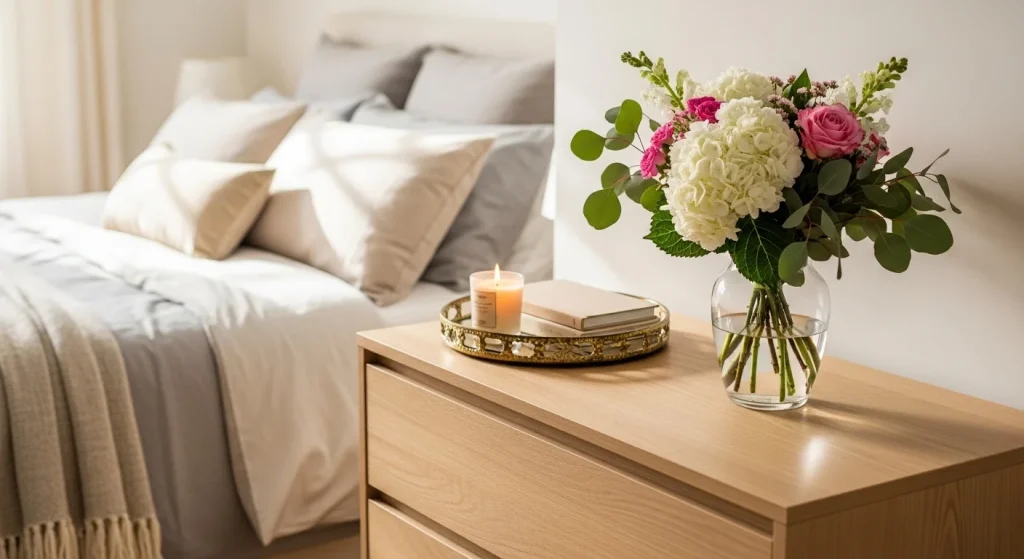 flower vase bedroom dresser decor ideas