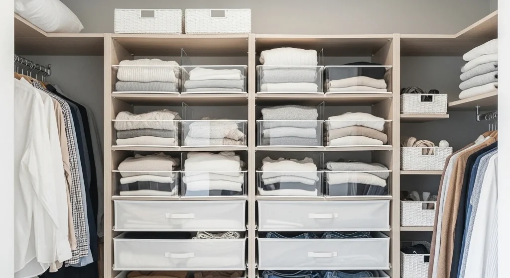 shelf divider small bedroom wardrobe organization
