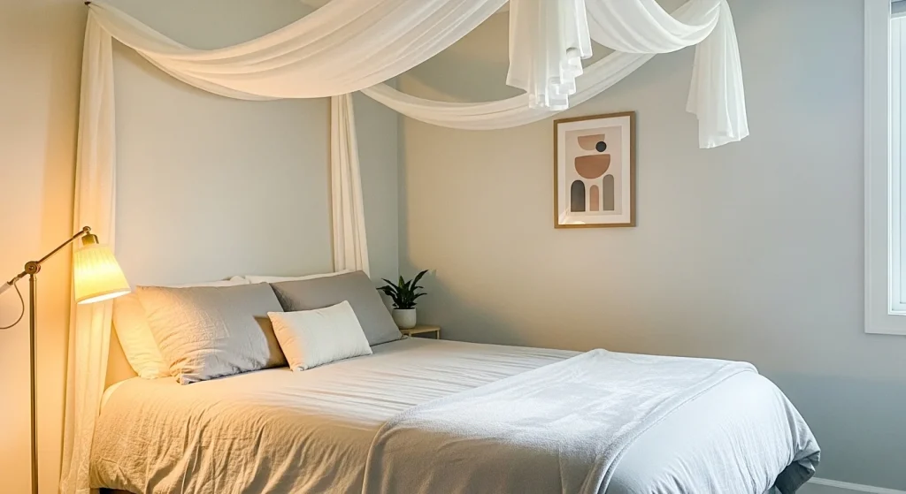 ceiling mounted canopy small bedroom idea