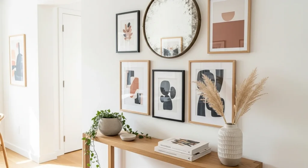 gallery wall small apartment entryway ideas