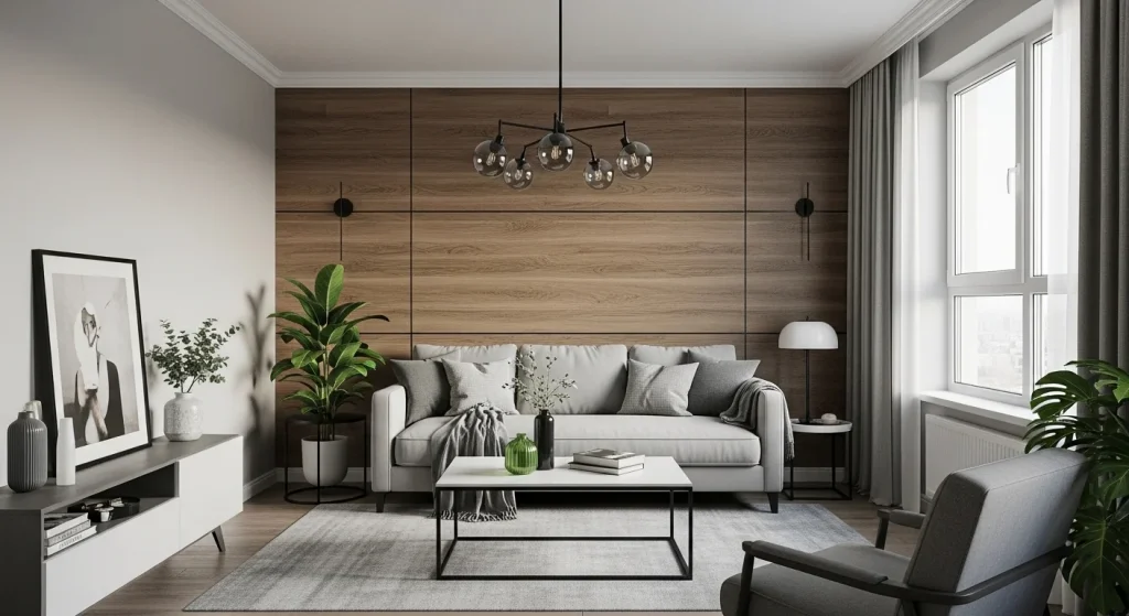 accent wall small apartment living room decor ideas
