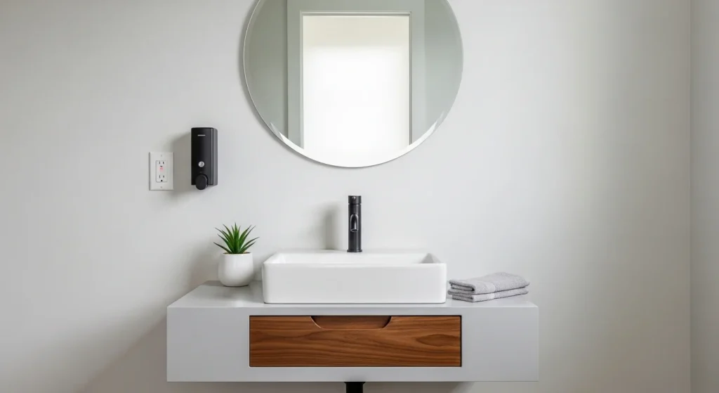 wall mounted dispenser minimal small apartment bathroom ideas