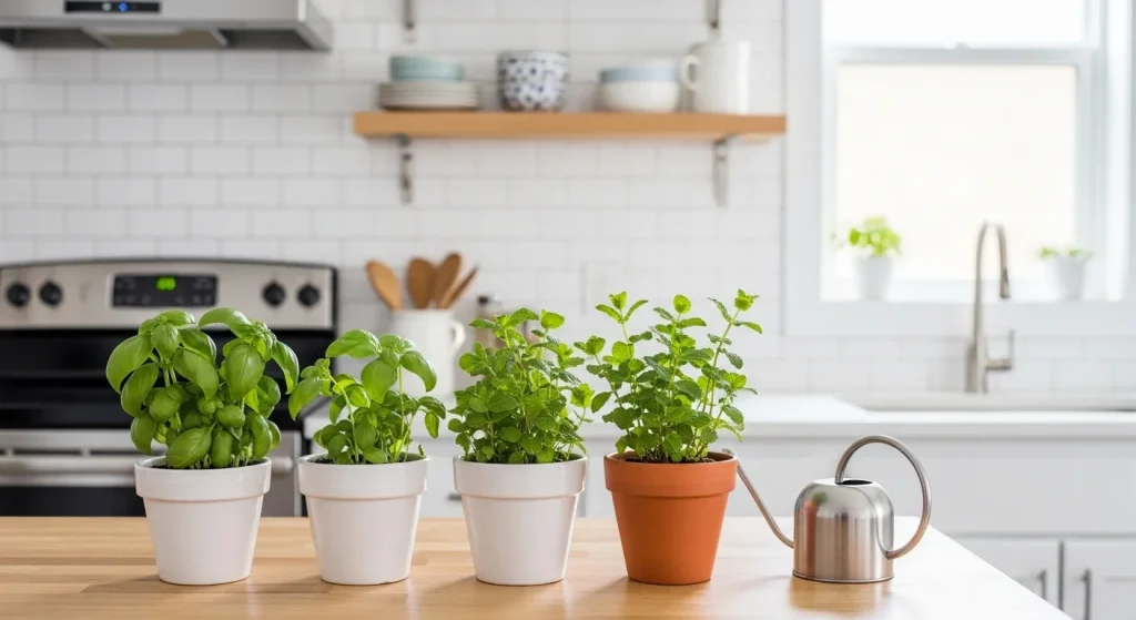 herb garden small apartment kitchen counter decor ideas