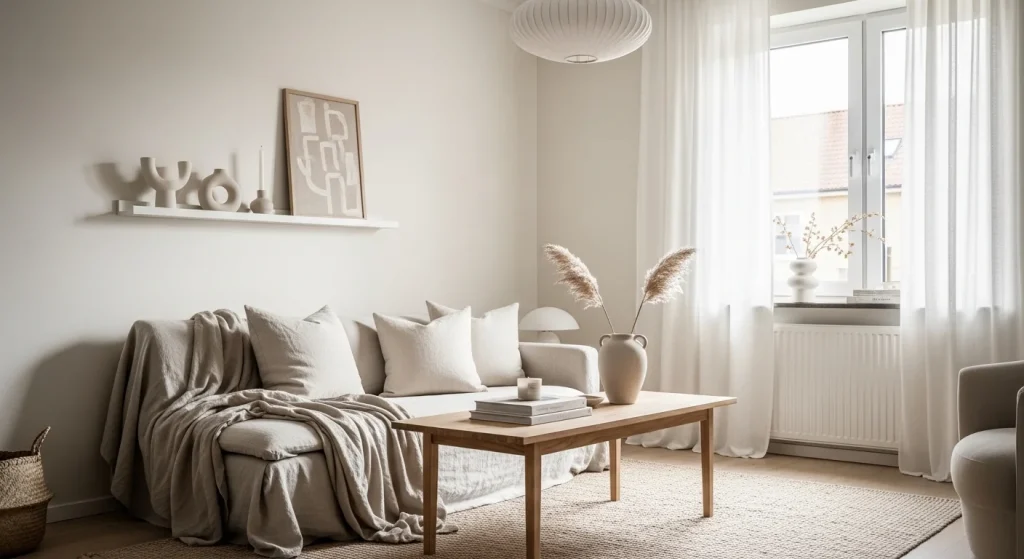 linen textiles minimalist small apartment decor ideas