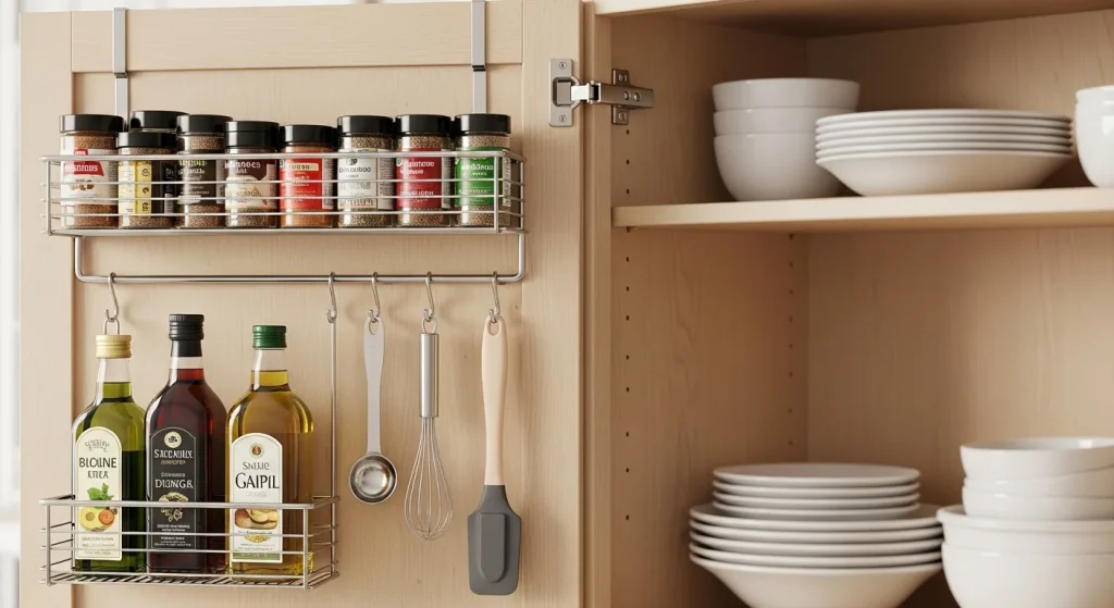 Corner shelves maximizing small kitchen space