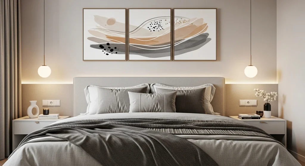 triptych canvas bedroom wall art ideas