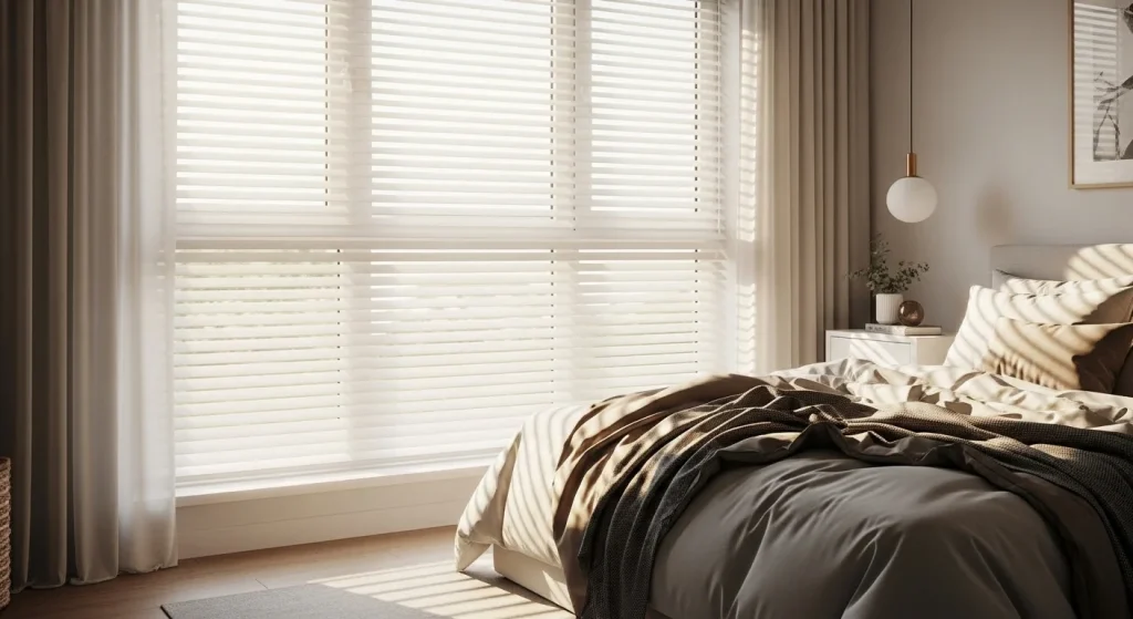 minimal blind bedroom window decor ideas