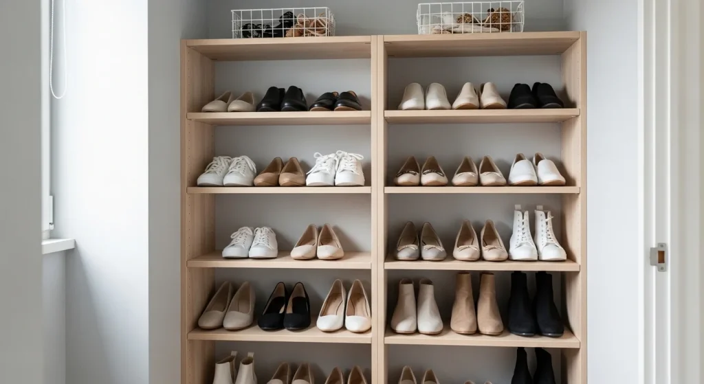 shoe shelf small bedroom wardrobe organization
