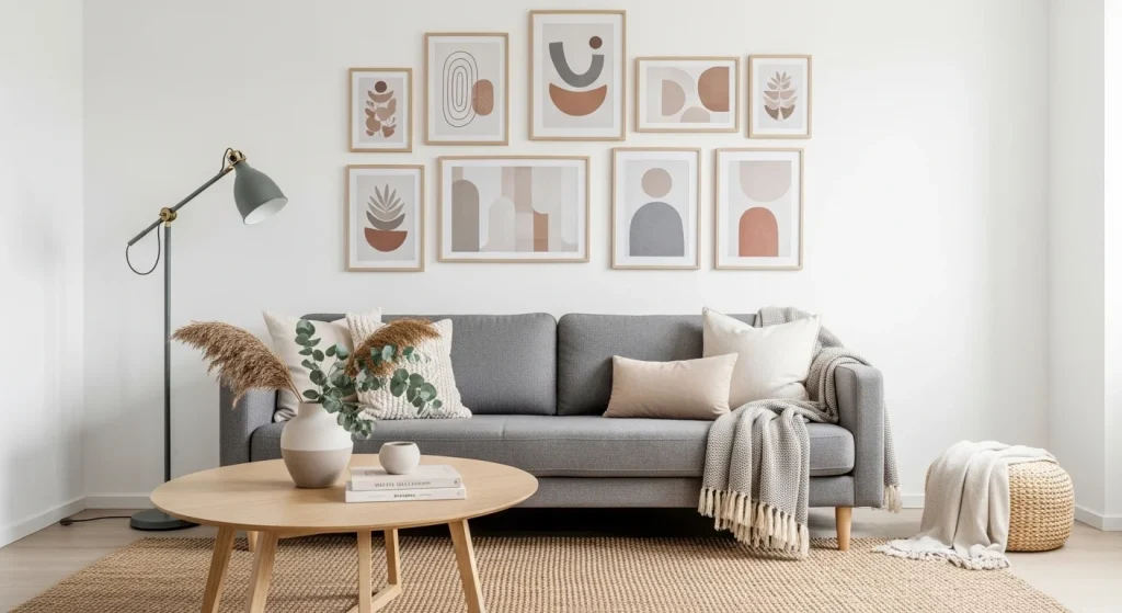 gallery wall modern small apartment living room ideas