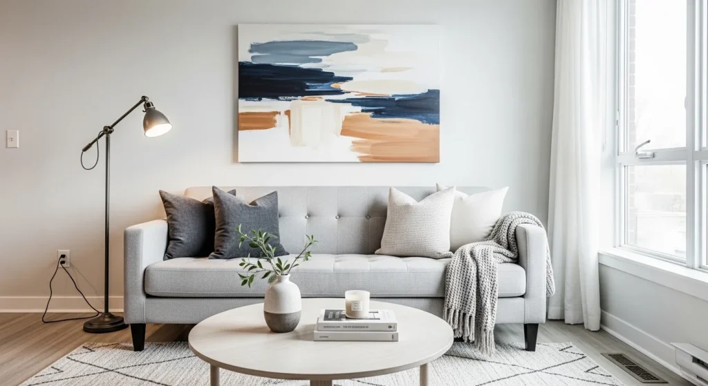 abstract canvas small apartment living room wall decor ideas