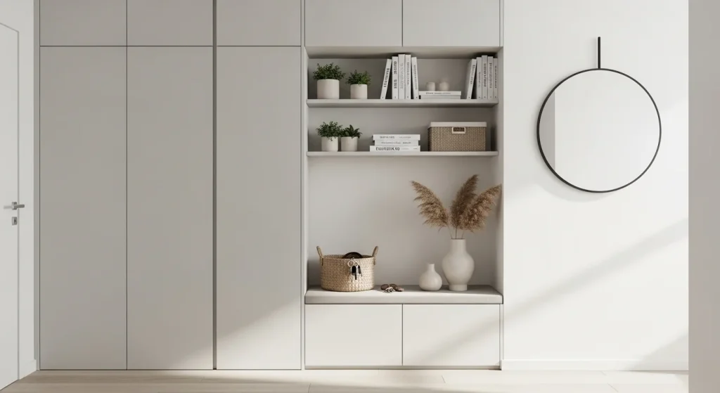 built in storage small apartment entryway ideas
