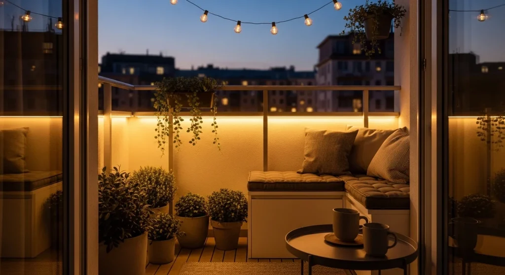 LED strip lighting balcony glow effect