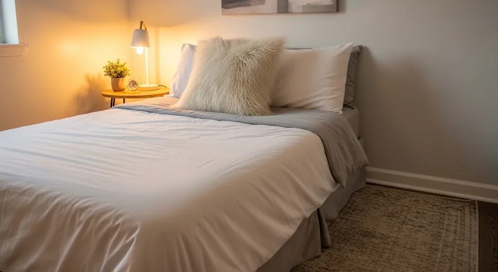 faux fur bedroom throw pillow ideas