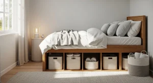  open cube bed storage small apartment bedroom
