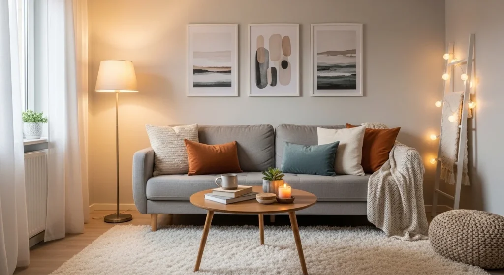 wall art cozy small apartment living room decor