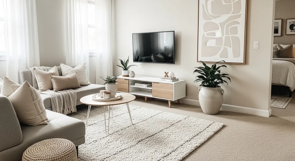 media console small apartment living room ideas