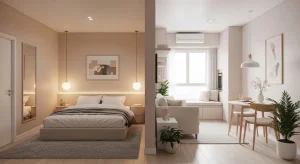 studio within a studio bedroom layout