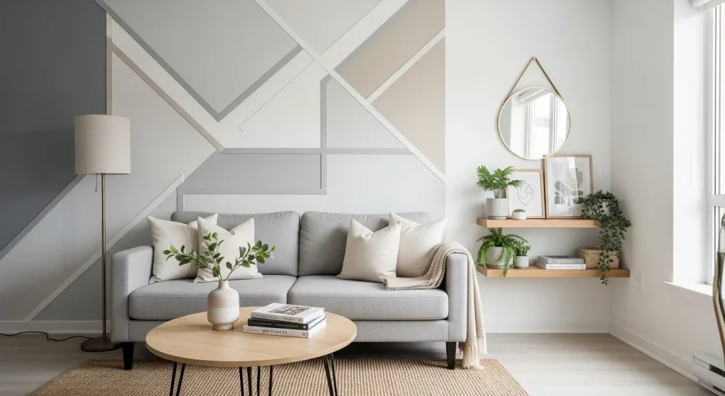 geometric wall decor modern small apartment decor ideas