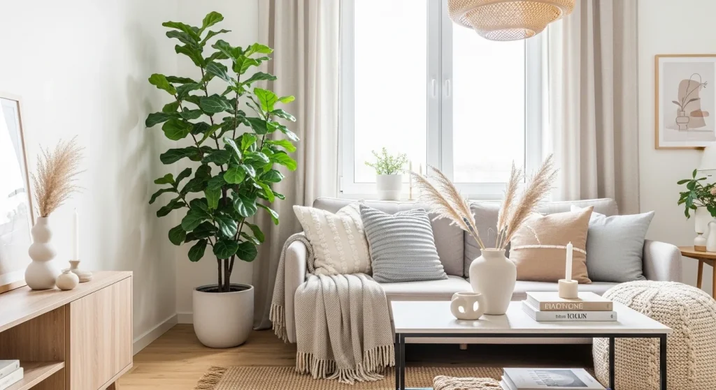 tall floor plant small apartment plant decor ideas
