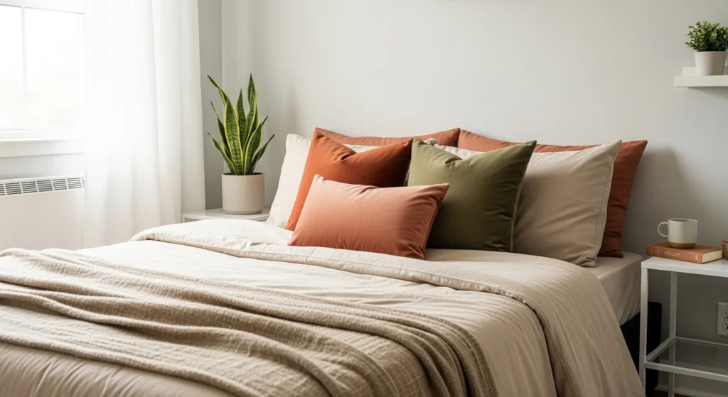earth tone bedroom throw pillow ideas