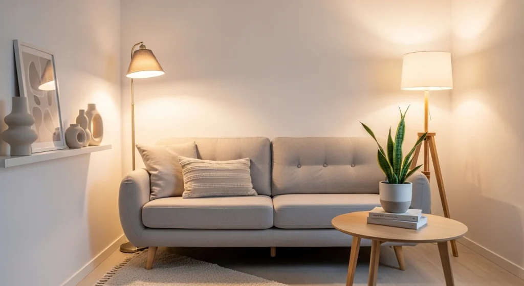 minimalist cozy small apartment living room decor